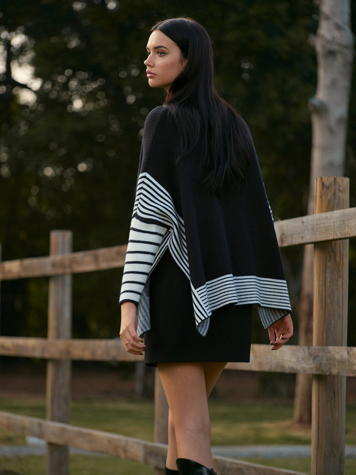 Drune | Poncho mit Hohem Kragen Asymmetrischer Schnitt Modern und Bequem