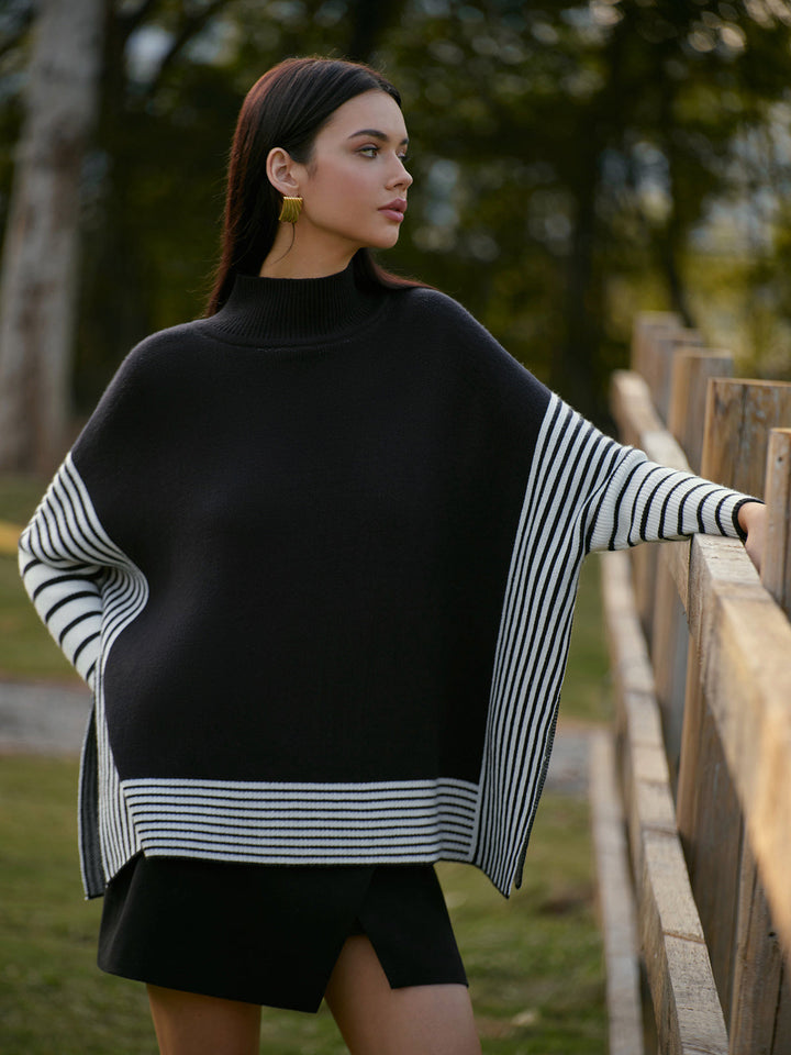 Drune | Poncho mit Hohem Kragen Asymmetrischer Schnitt Modern und Bequem