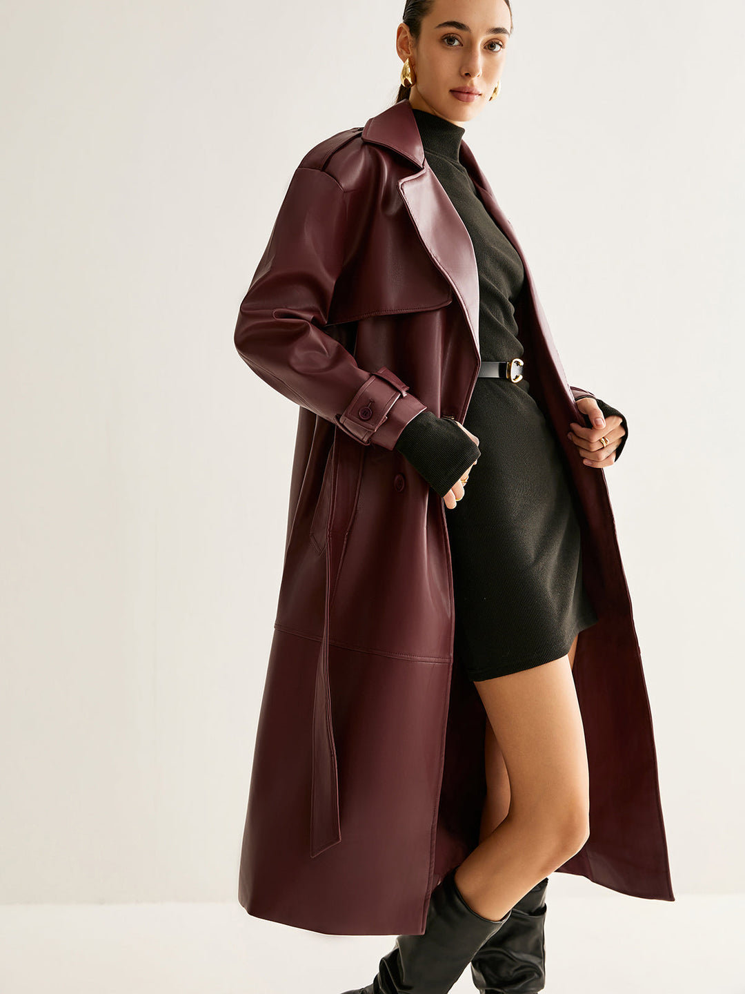 Drune | PU-Leder Lange Jacke