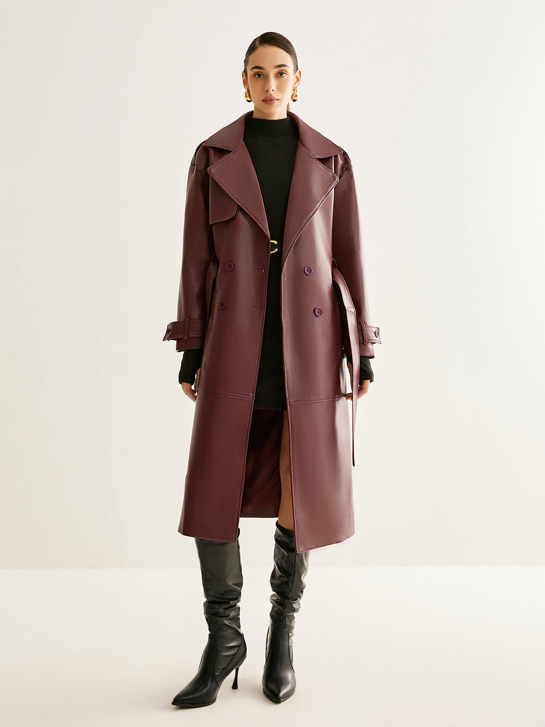 Drune | PU-Leder Lange Jacke