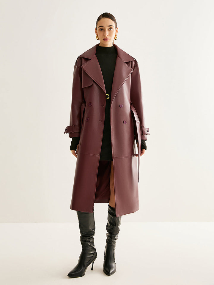 Drune | PU-Leder Lange Jacke