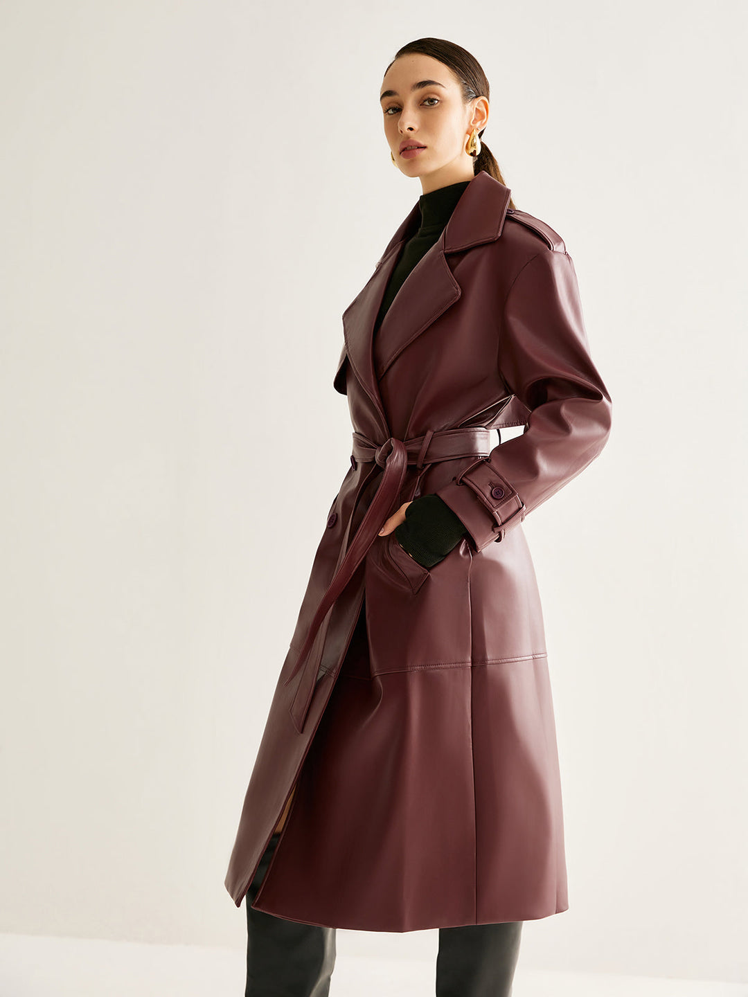 Drune | PU-Leder Lange Jacke