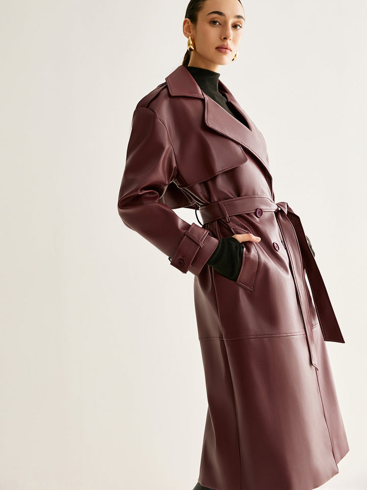 Drune | PU-Leder Lange Jacke