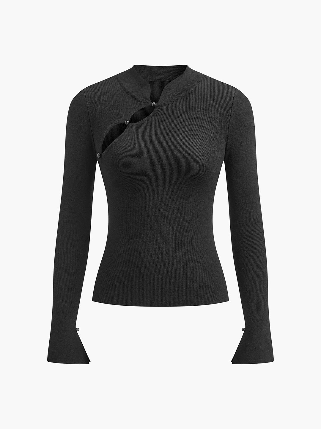 Drune | Langarmige Bluse mit Einzigartigem Ausschnitt Baumwollmischung Modern und Elegant