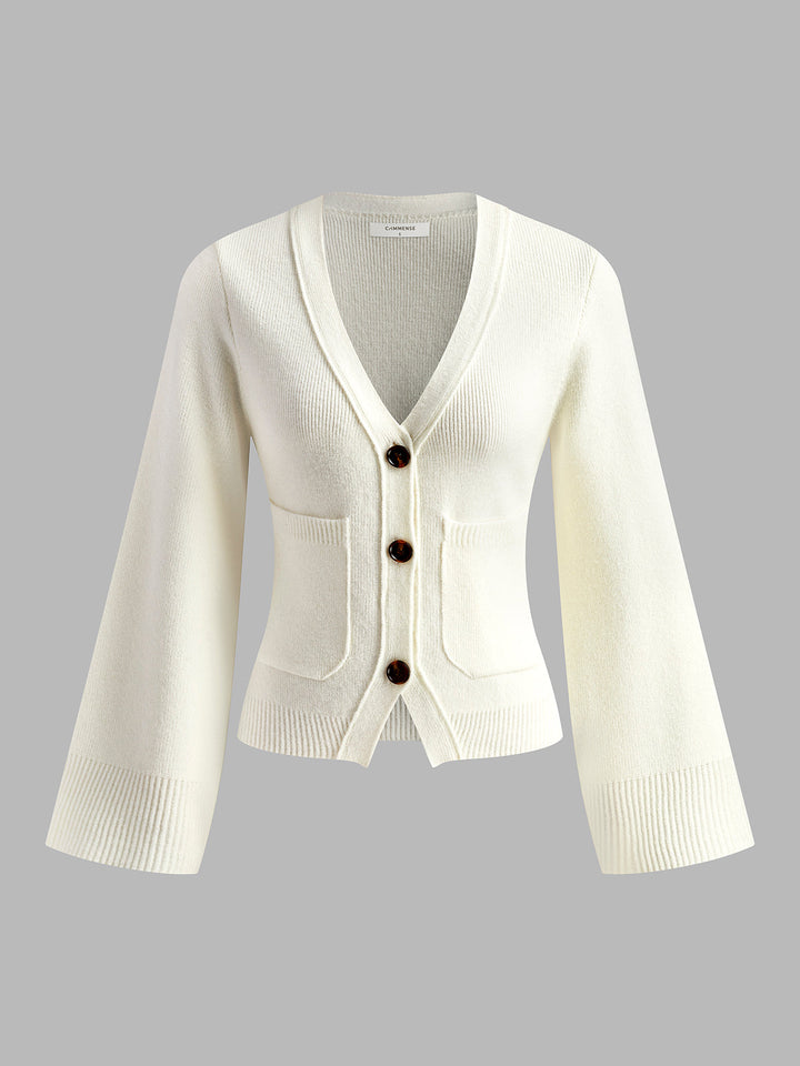 Drune | Strickcardigan mit V-ausschnitt Taschen und Knöpfe Zeitloser Komfort