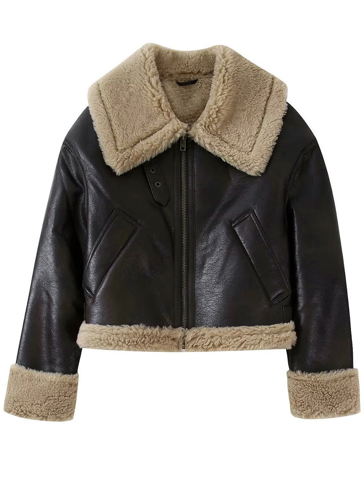 Drune | Kunstleder Reißverschlussjacke