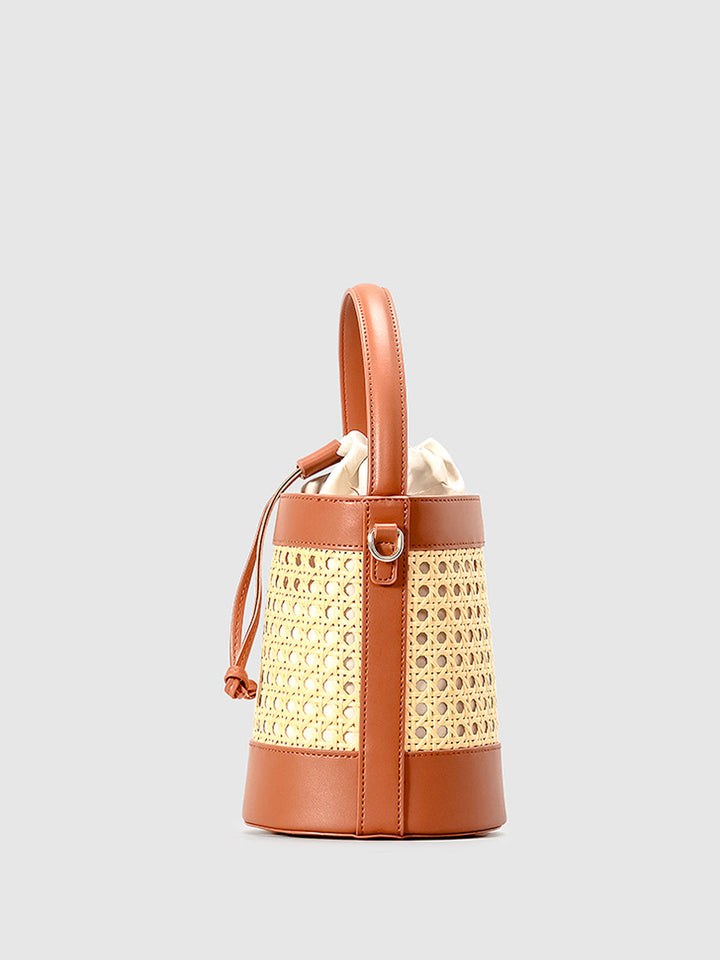 Drune | Rattan Akzent Kordelzug Eimer Tasche