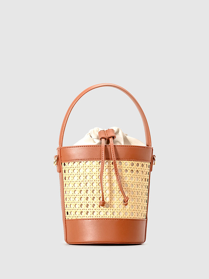 Drune | Rattan Akzent Kordelzug Eimer Tasche