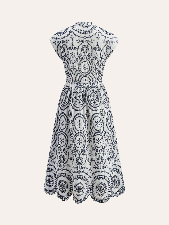 Drune | Besticktes V-ausschnitt Kleid Mit Gürtel