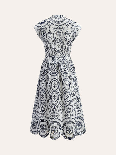 Drune | Besticktes V-ausschnitt Kleid Mit Gürtel
