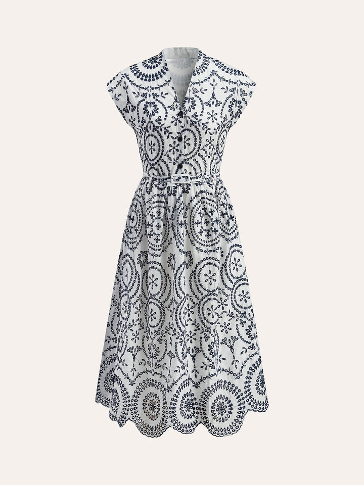 Drune | Besticktes V-ausschnitt Kleid Mit Gürtel