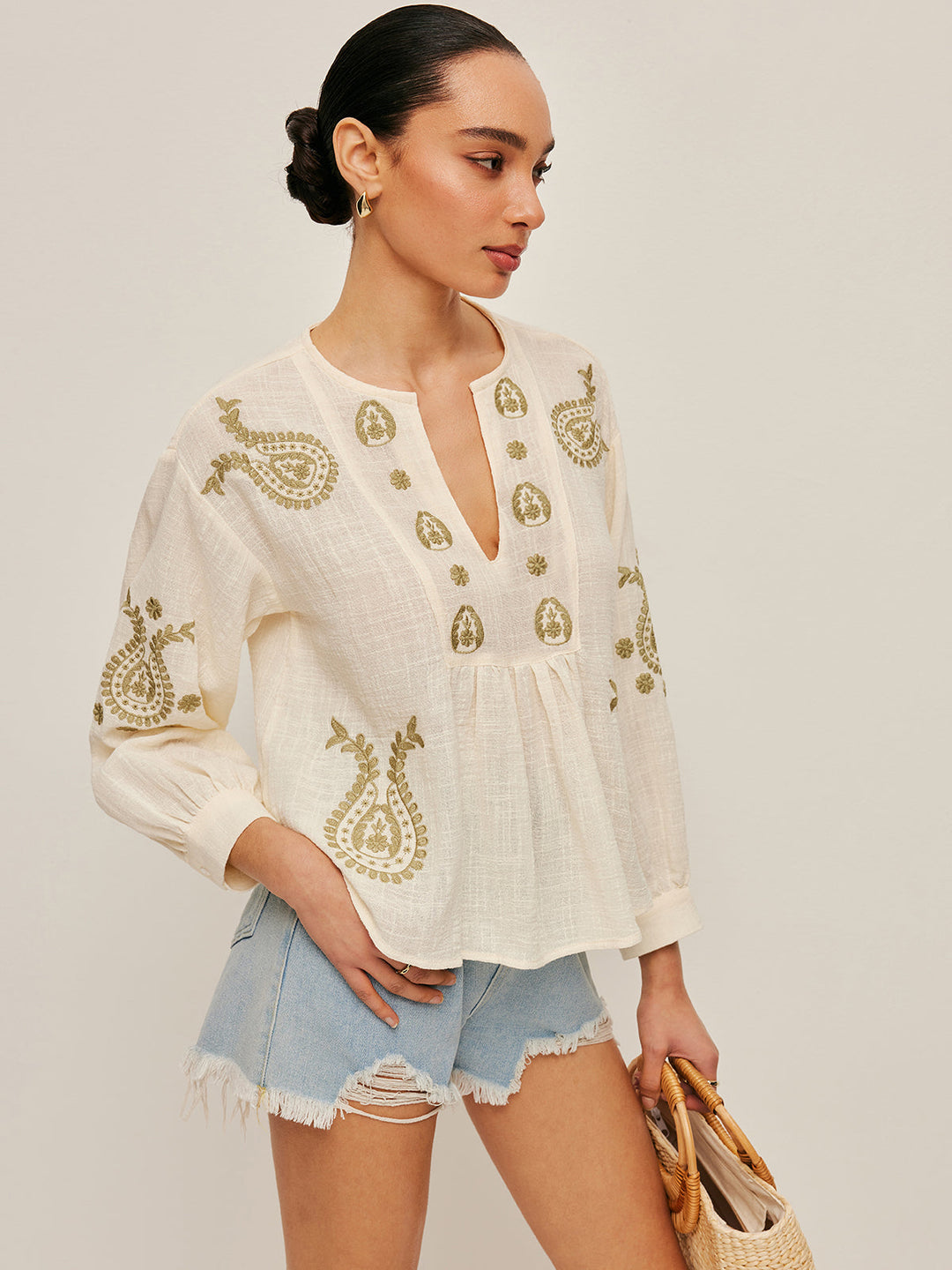 Drune | Boho Gestickte Bluse