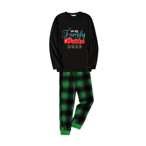 Drune | Christmas Familie passende Pyjamas - Schwarzes Oberteil und grüne Karohosen Pjs Set mit 