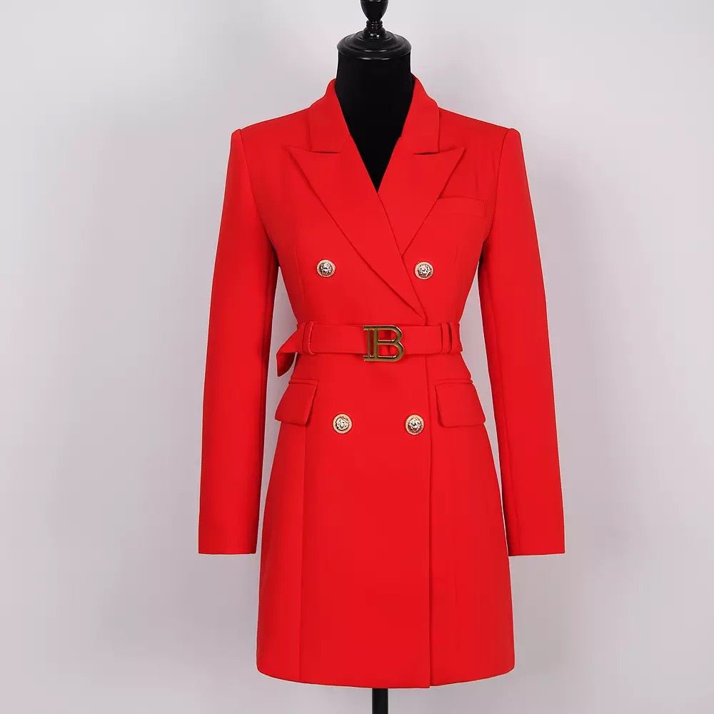Drune | Doppelreiher Blazer Kleid - Goldene Knopfakzente - Maßgeschneiderte Eleganz - Vielseitiger Stil