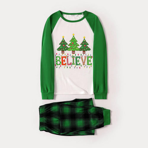 Drune | Grünes Raglan-Top Grünes Karomuster Weihnachts-Pyjama-Set mit 