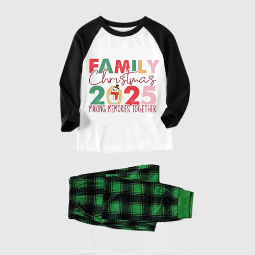 Drune | Schwarzes Raglan-Oberteil Grünes Karomuster Weihnachts-Pyjama-Set Mit 