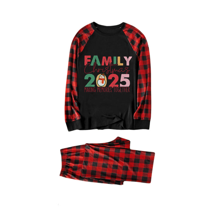 Drune | Rot und Schwarz Kariertes Weihnachts-Pyjama-Set Mit Feiertagsbeschriftung