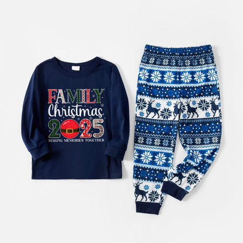 Drune | Fröhliche Blaue Weihnachts-Pyjama-Set mit 