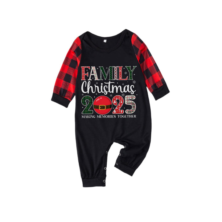 Drune | Rote und schwarze Karierte Weihnachts-Pyjama-Set mit Feiertagstextdruck