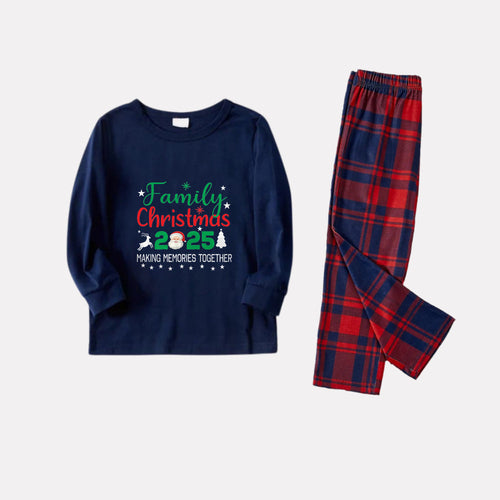 Drune | Weihnachtsfamilie passende Pyjamas - Navy & rote Karomuster Pjs Set mit 