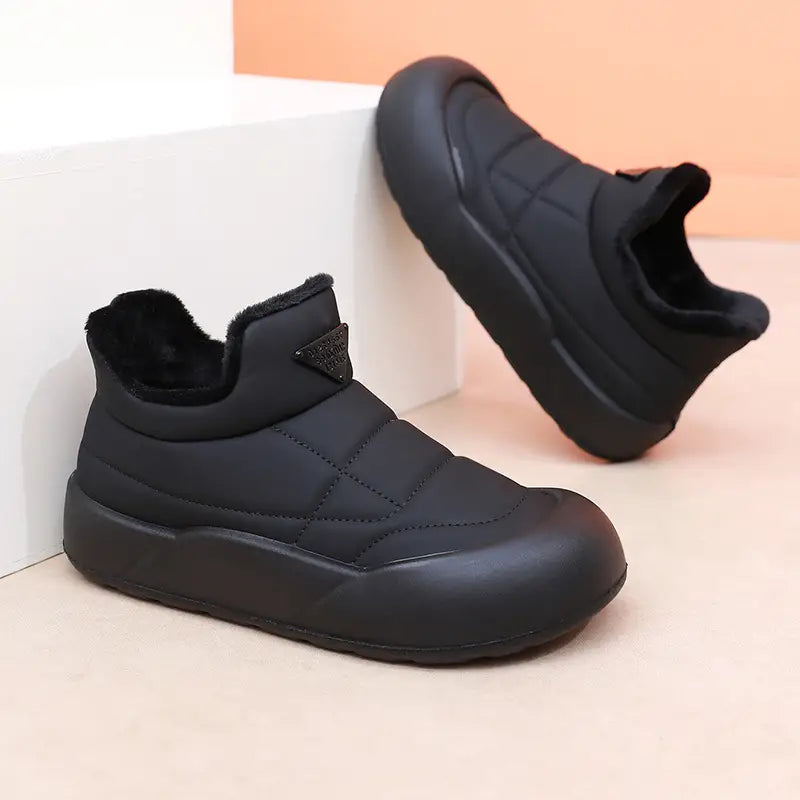 Drune | Damen Schnee Stiefel, Warme Baumwolle Slip-On Knöchel Stiefel, Kunstledersohle & Plüsch Futter