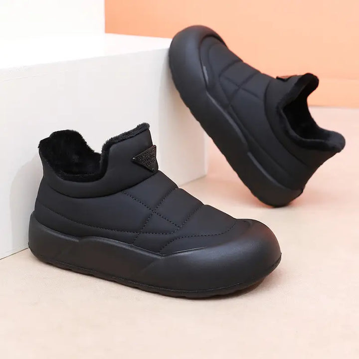 Drune | Damen Schnee Stiefel, Warme Baumwolle Slip-On Knöchel Stiefel, Kunstledersohle & Plüsch Futter
