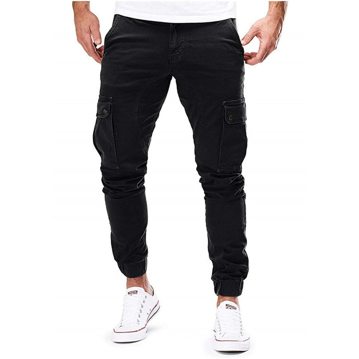 Drune | Hosen Cargo Hosen Slim Fit Elastischer Bund Rippbündchen Mehrfachtaschen Design
