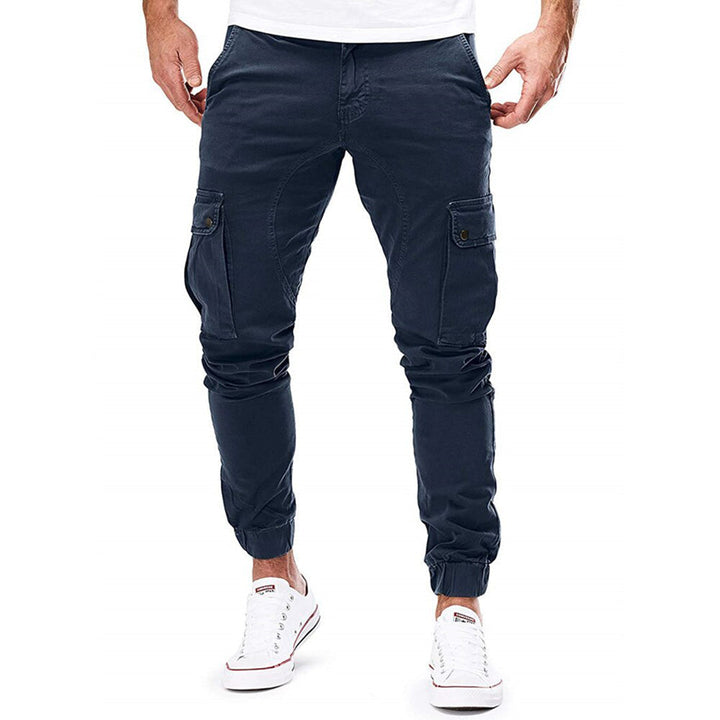 Drune | Hosen Cargo Hosen Slim Fit Elastischer Bund Rippbündchen Mehrfachtaschen Design