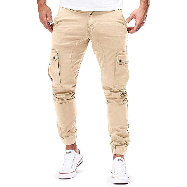 Drune | Hosen Cargo Hosen Slim Fit Elastischer Bund Rippbündchen Mehrfachtaschen Design