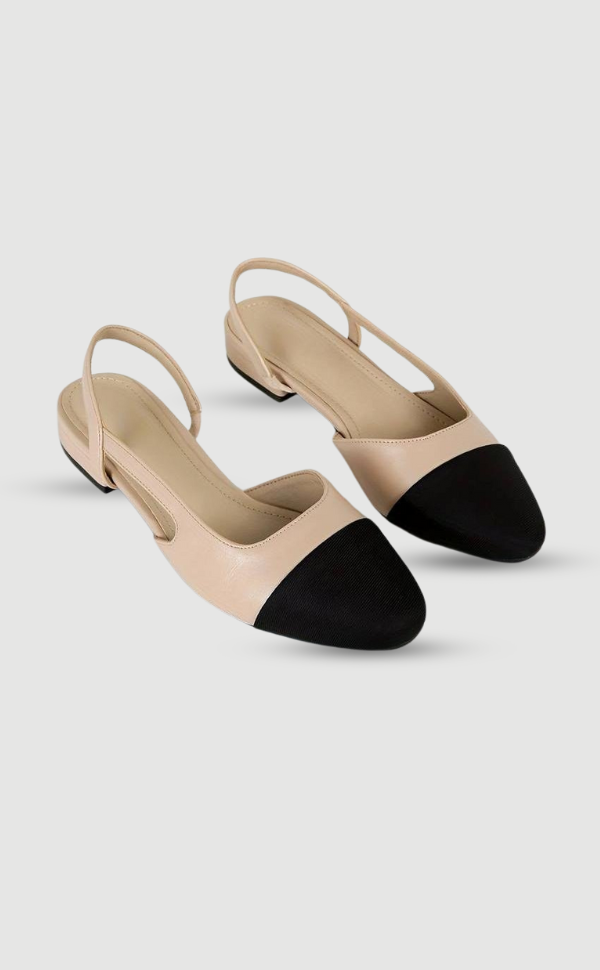 Drune | Slingback Ballerinas in Beige & Schwarz Klassischer Chic