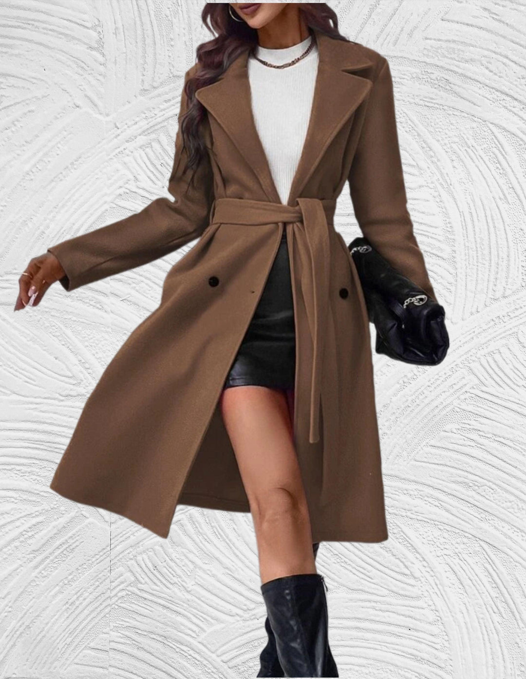 Drune | Lange und Oversized Jacke mit Knopfverschluss, Brusttaschen und Bindegürtel