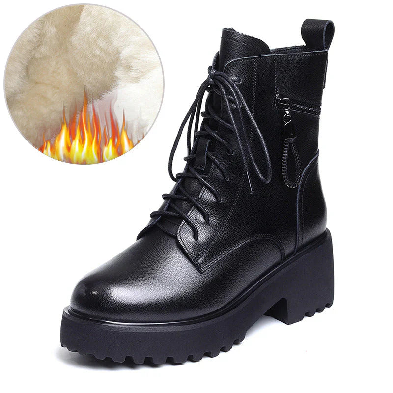 Drune | Cozy Chic Damen Chunky Heel Pelzgefütterte Winterstiefel