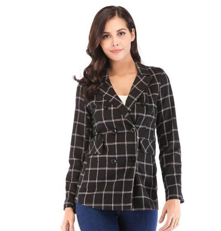 Drune | Klassisch Karierter Blazer Doppelreihiges Design Elegant und Modern