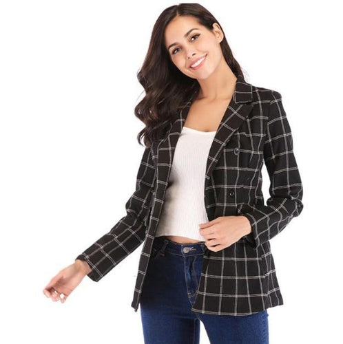 Drune | Klassisch Karierter Blazer Doppelreihiges Design Elegant und Modern