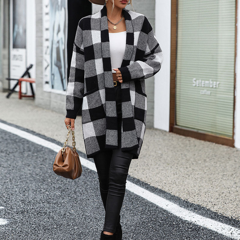 Drune | Lässige Karierte Strickjacke