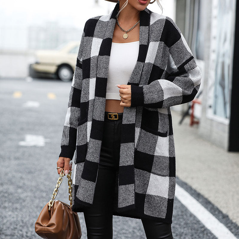 Drune | Lässige Karierte Strickjacke