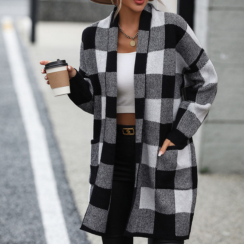 Drune | Lässige Karierte Strickjacke