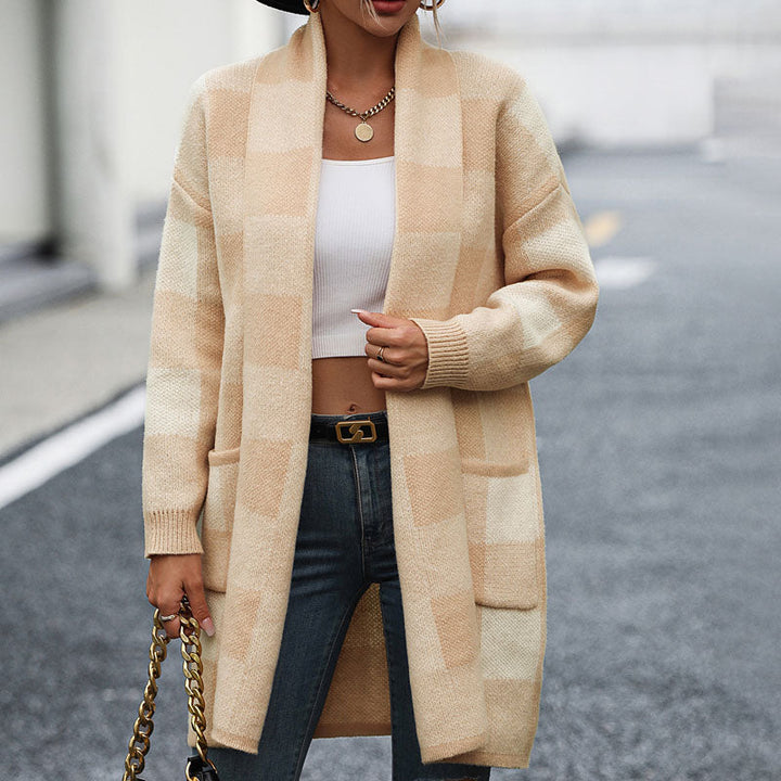 Drune | Lässige Karierte Strickjacke