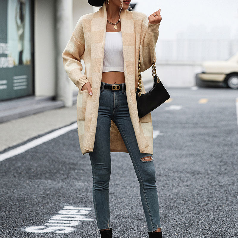 Drune | Lässige Karierte Strickjacke
