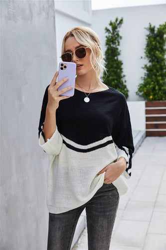 Drune Strick Große Größe Fledermausärmel Strickpullover