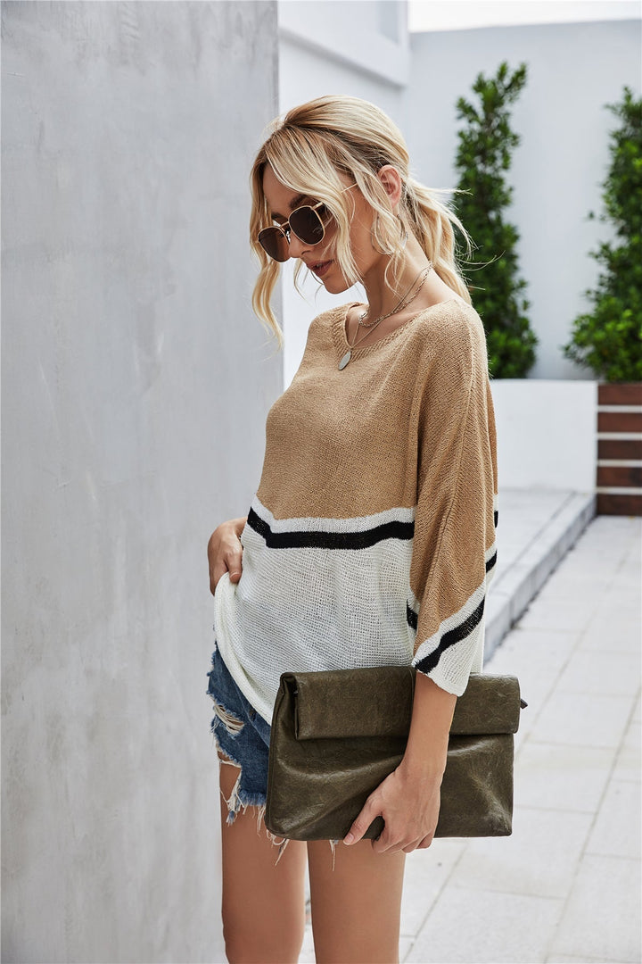 Drune Strick Große Größe Fledermausärmel Strickpullover