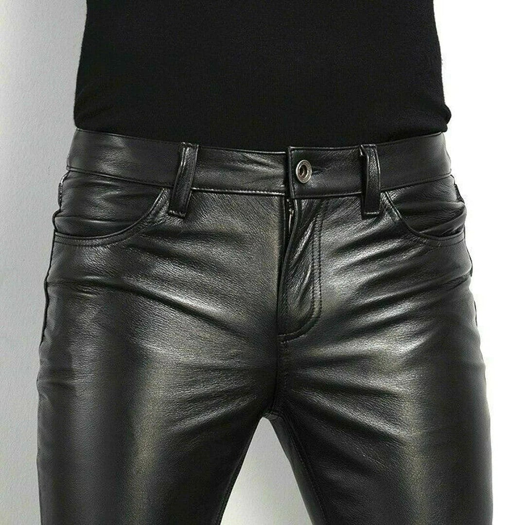 Drune |  Hose - Schick - Schwarz Kunstleder Luxuriöss Material - Ideal für Geschäft für Herren