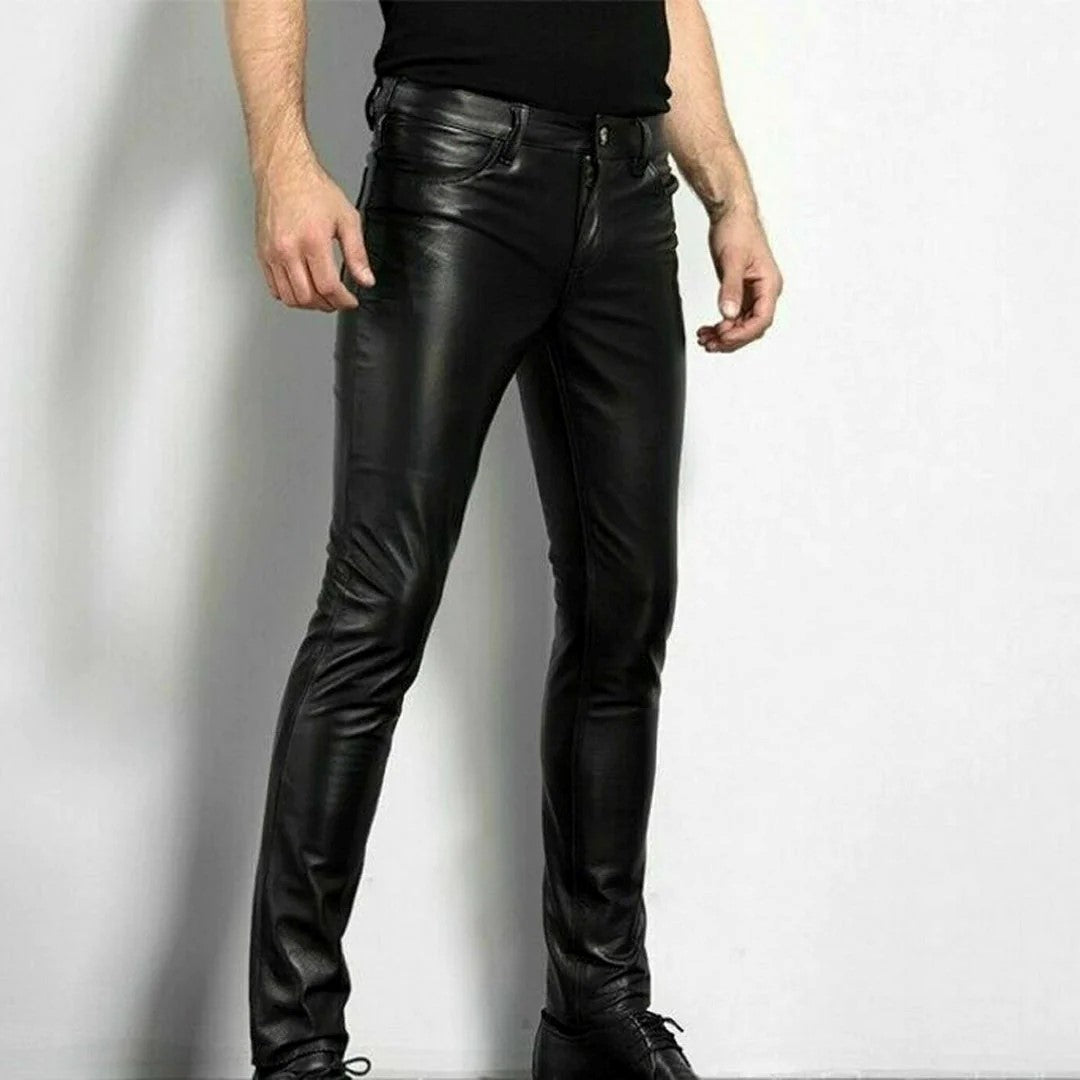 Drune |  Hose - Schick - Schwarz Kunstleder Luxuriöss Material - Ideal für Geschäft für Herren