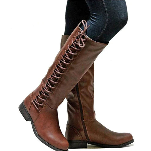 Drune - Damen lange Schnürstiefel für Herbst und Winter