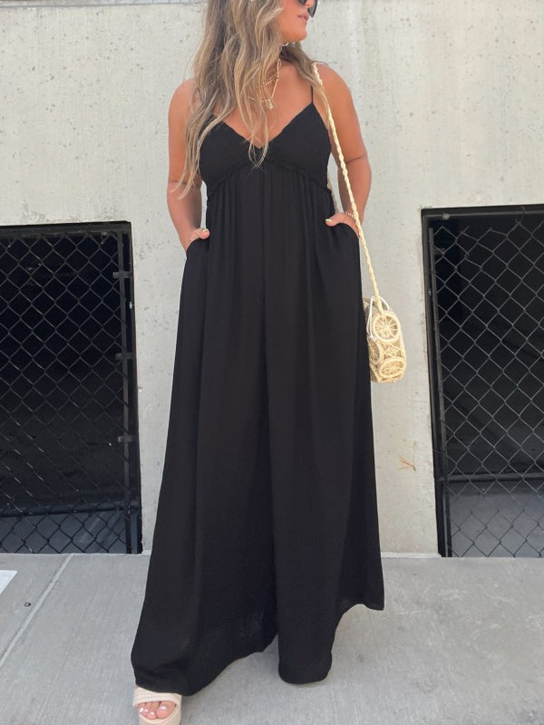 Drune | Jumpsuit mit V-Ausschnitt und Breiten Trägern