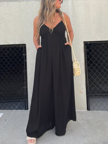 Drune | Jumpsuit mit V-Ausschnitt und Breiten Trägern