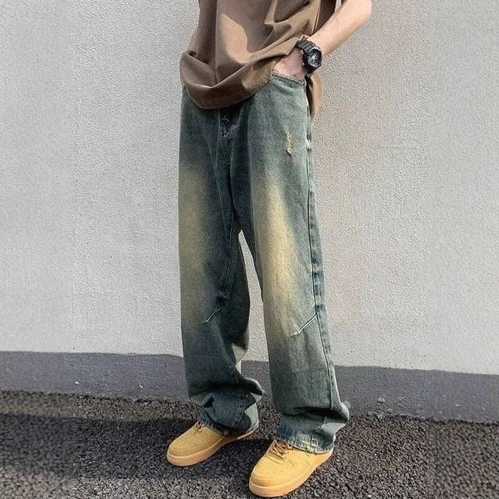 Drune | Weite Beinform Baggy Jeans für Männer - Lässig Lockere Passform