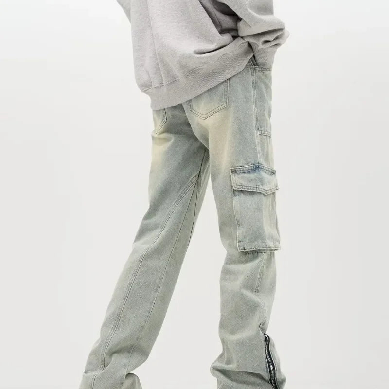 Drune | Weit geschnittene Baggy-Jeans für Herren - Seitliches Reißverschluss-Detail