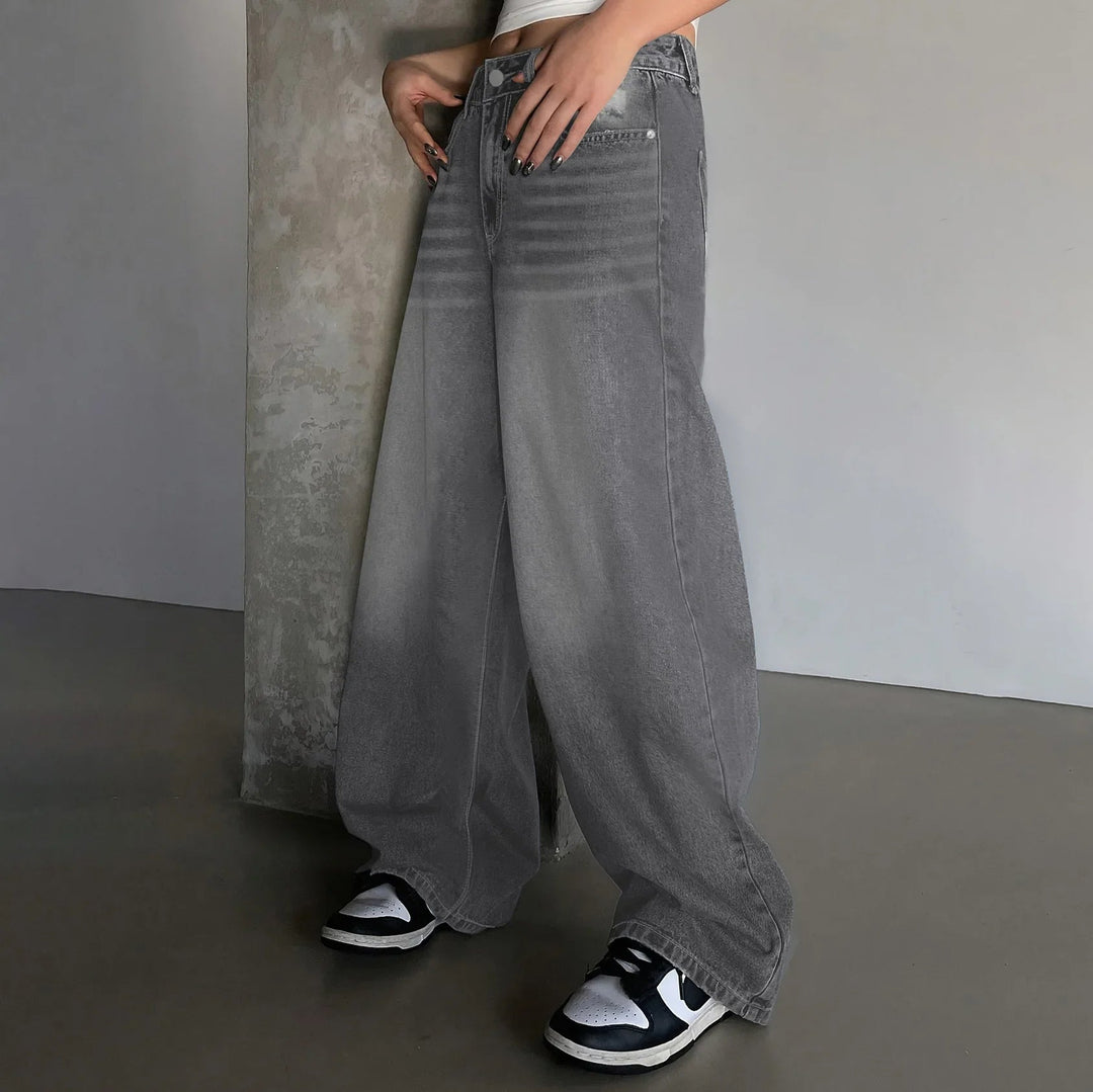 Drune | Weite Baggy-Jeans für Frauen - Mittlere Bundhöhe Komfort
