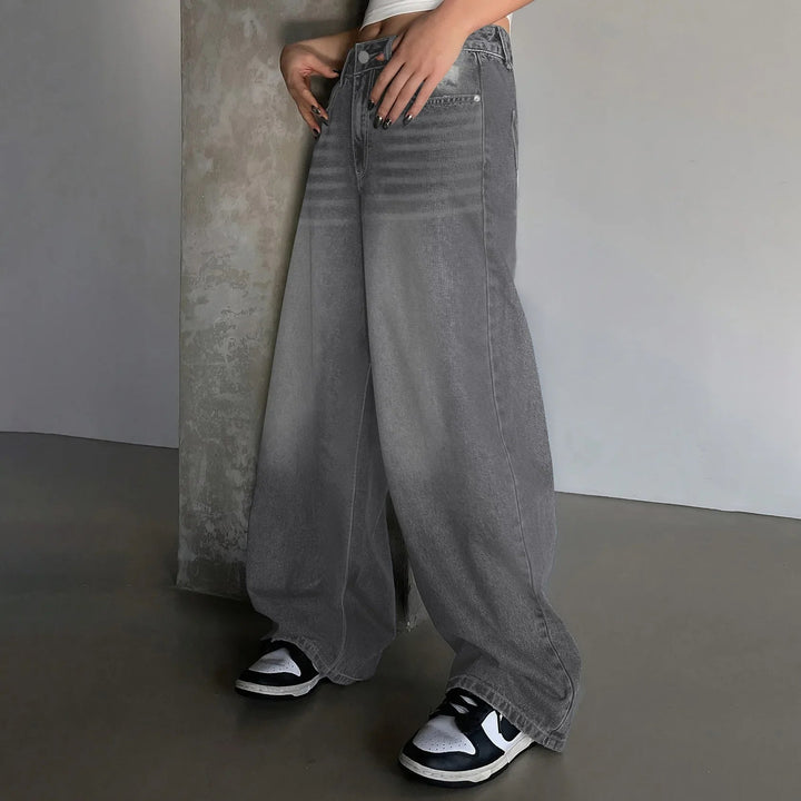 Drune | Weite Baggy-Jeans für Frauen - Mittlere Bundhöhe Komfort